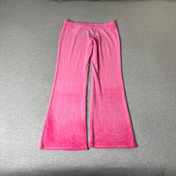 Juicy Couture Velour Hot Pink Rhinestone Logo Flare Sweatpants - Picture 12 of 12